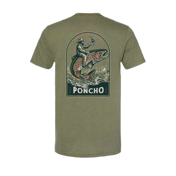 back of the trout rider t-shirt