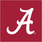 Stylized white letter A on crimson background logo