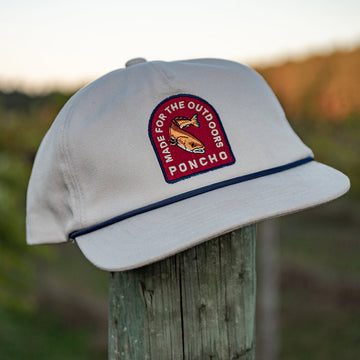 White hat with logo close up